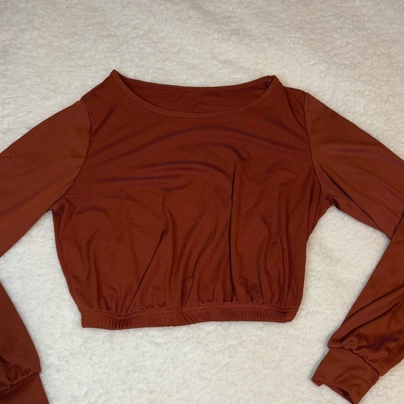 Shein Women Orange Ribbed Long Sleeve Top Leggings Lounge Set - Picture 2 of 8